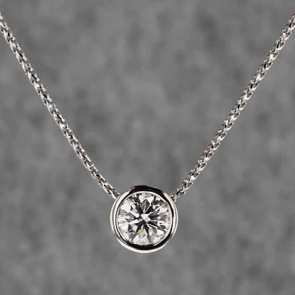 💥Dainty Refine Crystal Clear Round Zircon Pendant Necklaces, UNVN12406 - Picture 1 of 4